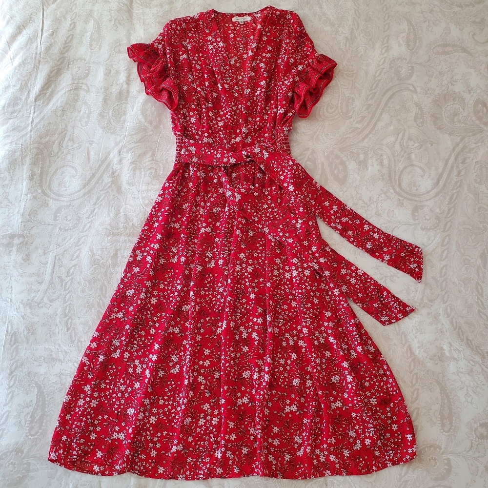 Max Studio Red Fit & Flair Dress, Medium